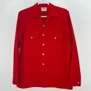 VTG 70s Donegal Ski-Lander Red Western Button Up Long Sleeve Shirt Sz M Wool Mix